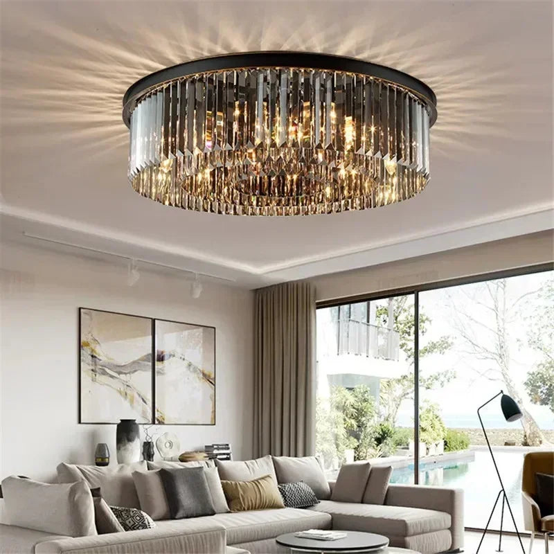 Ceiling Light - Luxury Round Modern Crystal Black E14 Lamp SW-36210478 - SWEET-LIGHTS