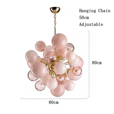 Chandelier - Art Deco Pink Bubbles Glass Pendant Light SW-36210976 - SWEET-LIGHTS