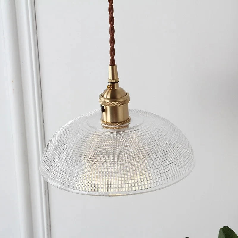 Pendant Light - Japanese Brass Semicircular Glass Chandelier for Bedroom and Dining Room SW-36210456 - SWEET-LIGHTS