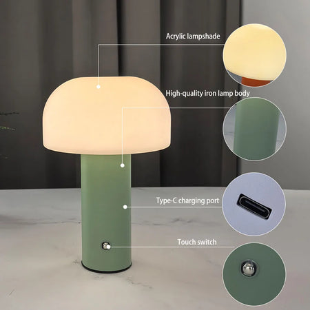 Table Lamp - New Mushroom Lamp LED Charging 3-Colored Dimming SW-36210234 - SWEET-LIGHTS