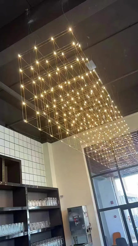 Chandelier - Chrome Square LED Pendant Lamp Stainless Steel For Hall Foyer Restaurant Adjustable Cord SW-36210487 - SWEET-LIGHTS