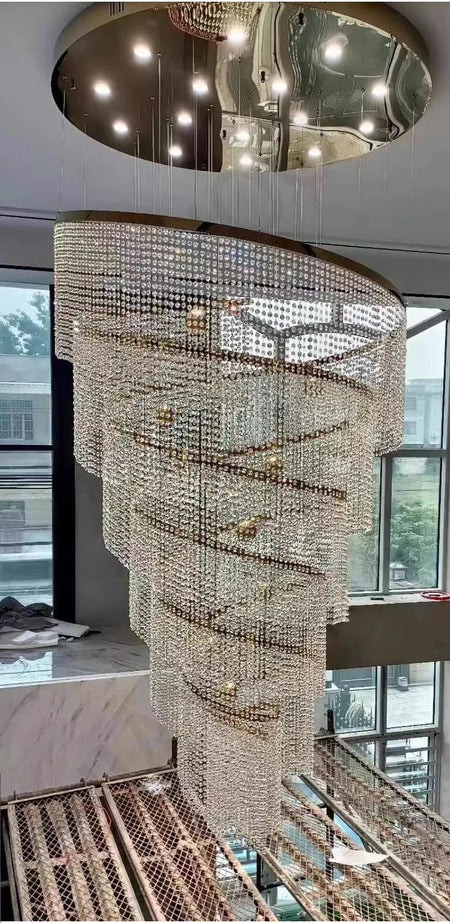 Chandelier - Large Spiral Design Crystal Chandelier For Staircase Hallway Lobby Modern LED Cristal Lamp Luxury Home Decor SW-36210345 - SWEET-LIGHTS