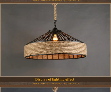 Pendant Light - Vintage Hemp Rope LED Industrial Chandelier SW-36210347 - SWEET-LIGHTS