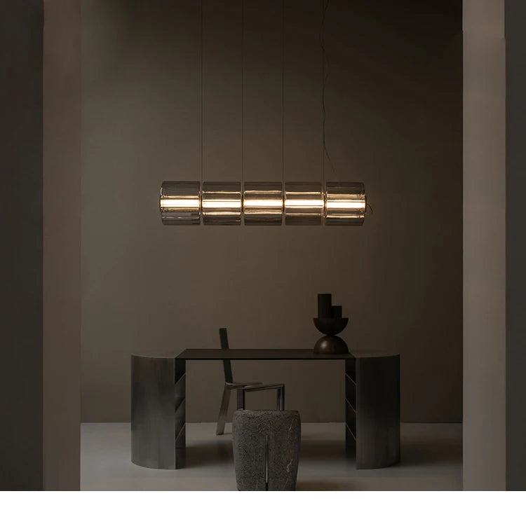 Pendant Light - Restaurant Long Stripe Smoke Gray Glass LED Lamp SW-36210456 - SWEET-LIGHTS