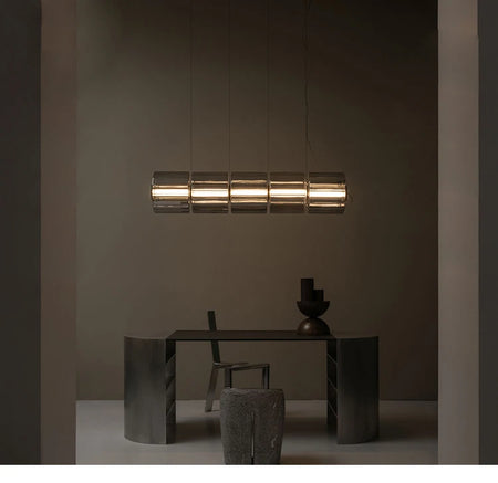 Pendant Light - Restaurant Long Stripe Smoke Gray Glass LED Lamp SW-36210456 - SWEET-LIGHTS
