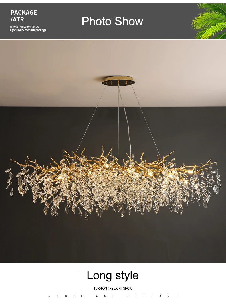 Pendant Light - Modern Luxury Crystal Branches Chandelier LED Fixture SW-36210457 - SWEET-LIGHTS