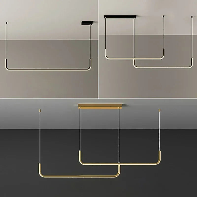Pendant Light - Modern LED Strip Chandelier Gold Indoor Lamp SW-36210345 - SWEET-LIGHTS