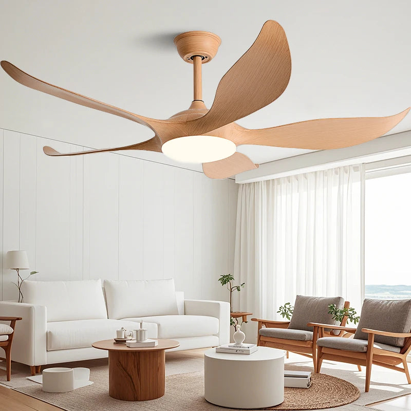 Fans - 52 Inch 5ABS Blade Ceiling Fan with LED Light and Remote SW-36210347 - SWEET-LIGHTS