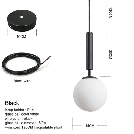 Pendant Light - Modern Glass Ball LED Hanging Lamp Brass Black Chrome SW-36210347 - SWEET-LIGHTS