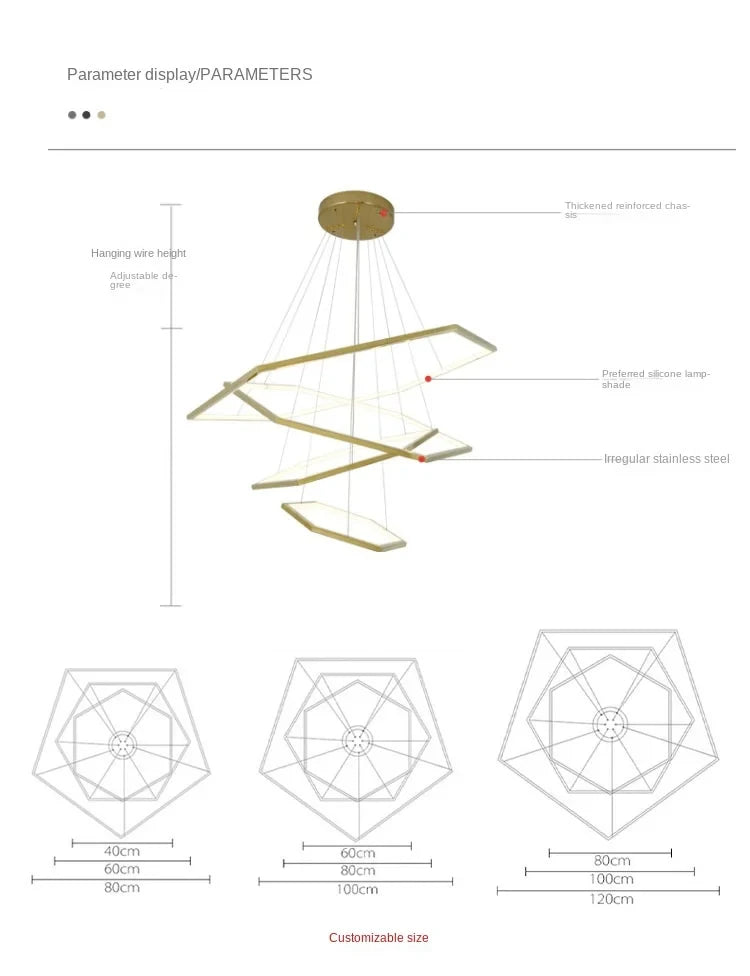 Pendant Light - Modern Luxury Gold Hexagon LED Chandelier SW-36210578 - SWEET-LIGHTS