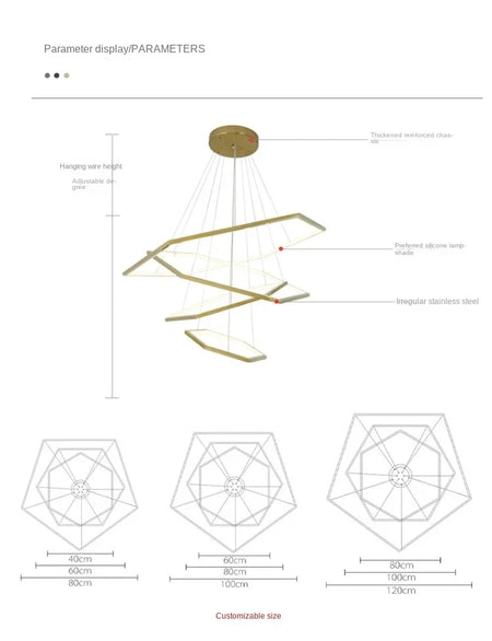 Pendant Light - Modern Luxury Gold Hexagon LED Chandelier SW-36210578 - SWEET-LIGHTS