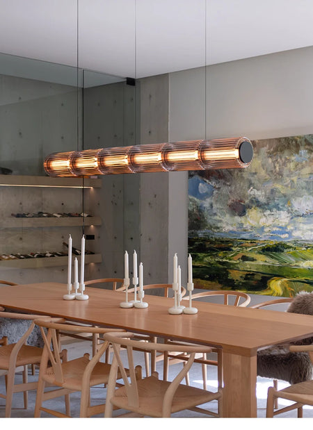 Pendant Light - Restaurant Long Stripe Smoke Gray Glass LED Lamp SW-36210456 - SWEET-LIGHTS