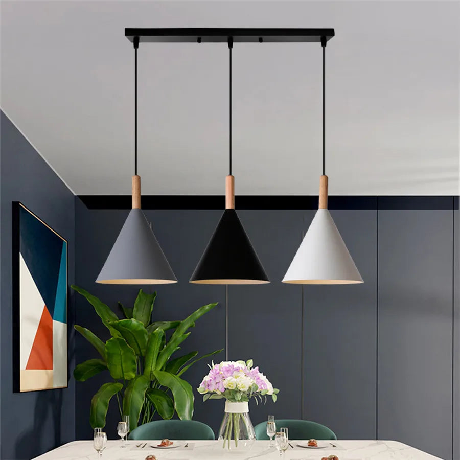 Pendant Light - Modern 3 Heads Wood Aluminum Chandelier Black SW-36210478 - SWEET-LIGHTS