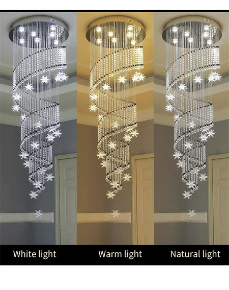 Chandelier - Modern Crystal Moon And Star Spiral Design For Lobby Stair Lighting SW-36210324 - SWEET-LIGHTS