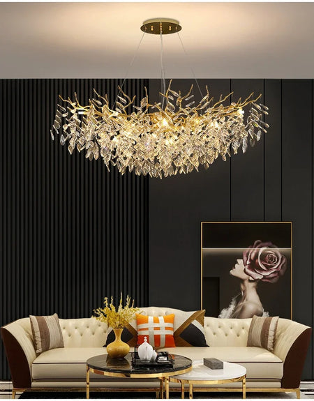 Chandelier - Luxury Gold Crystal LED Pendant Lamp Indoor Villa Lighting SW-36210457 - SWEET-LIGHTS