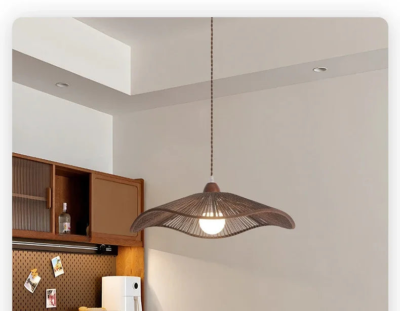 Pendant Light - SANDYHA Japanese Retro Walnut Hemp Rope Lamp SW-36210923 - SWEET-LIGHTS