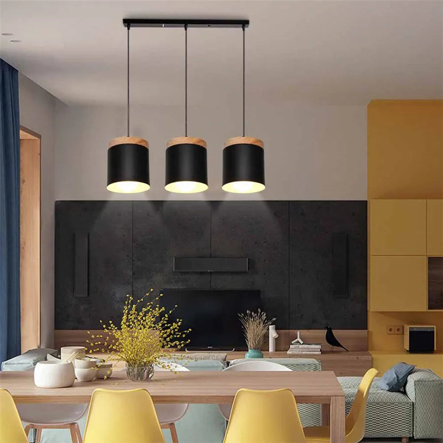 Pendant Light - Modern 3 Heads Wood Aluminum Chandelier Black SW-36210478 - SWEET-LIGHTS