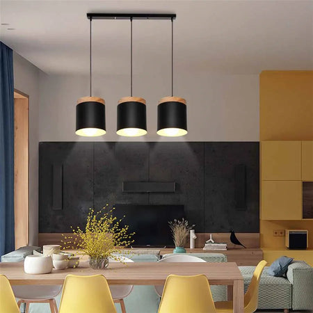Pendant Light - Modern 3 Heads Wood Aluminum Chandelier Black SW-36210478 - SWEET-LIGHTS