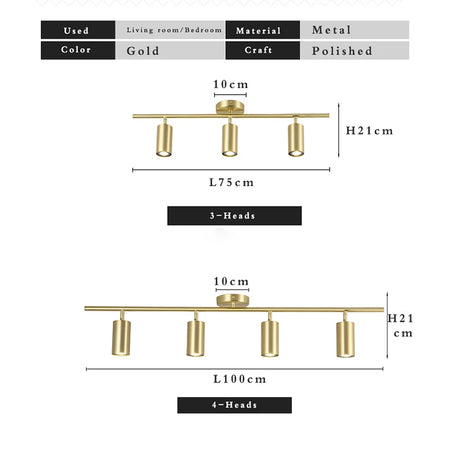 Ceiling Light - Fumi Modern Luxury Gold Track Spotlights Flush Mount Ceiling Fixture GU10 SW-36210345 - SWEET-LIGHTS