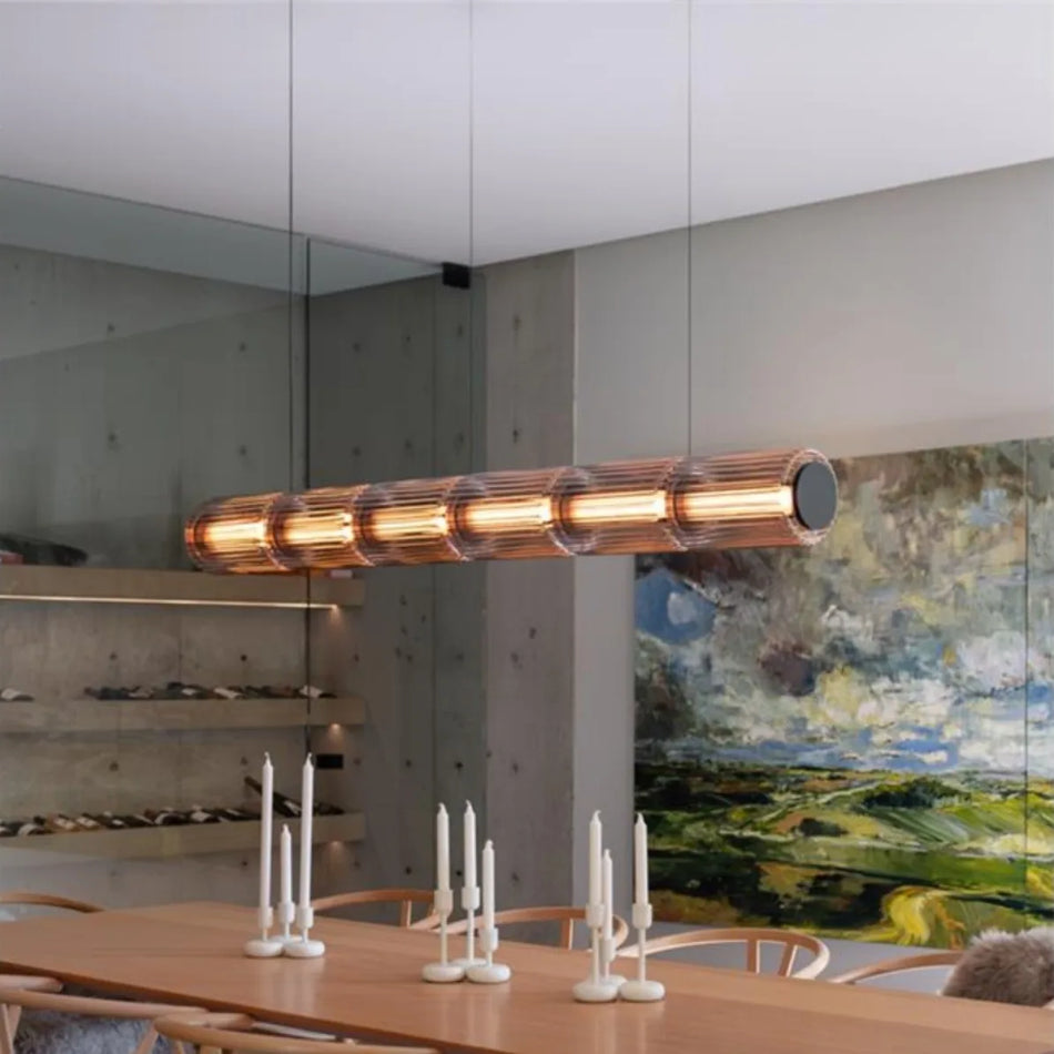Pendant Light - Restaurant Long Stripe Smoke Gray Glass LED Lamp SW-36210456 - SWEET-LIGHTS