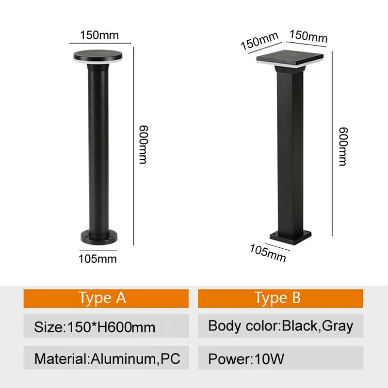 Outdoor Light - LED Outdoor Garden Lamp IP65 Waterproof Aluminum Bollard SW-36210678 - SWEET-LIGHTS