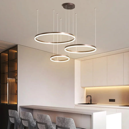 Pendant Light - Modern Ring Design LED Chandelier Gold for Living Dining Room Office Bedroom Home Decor SW-36210345 - SWEET-LIGHTS