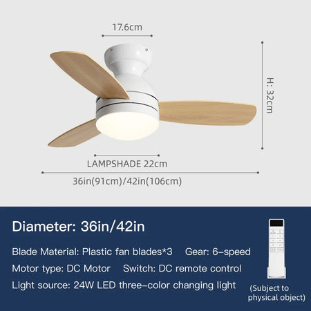 Fans - 36 42 Inch Ceiling Fan with Remote Control and Dimming SW-36210478 - SWEET-LIGHTS