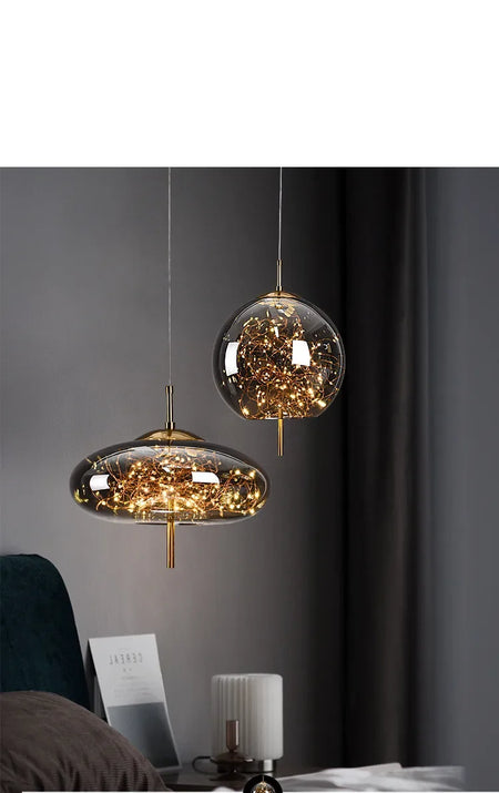 Pendant Light - Nordic Net Red Bedside Chandelier Glass SW-36210345 - SWEET-LIGHTS