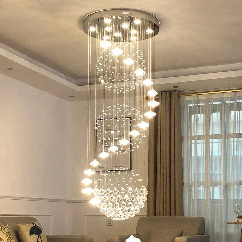 Chandelier - Modern Long Staircase Crystal Pendant Light SW-36210123 - SWEET-LIGHTS