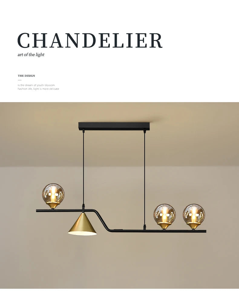 Pendant Light - Nordic Black LED Chandelier E14 Glass Ball SW-36210374 - SWEET-LIGHTS