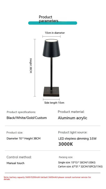 Table Lamp - 5200mAh USB Aluminum Alloy LED Rechargeable for Bar Living Room Reading Wireless SW-36210567 - SWEET-LIGHTS