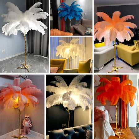 Floor Lamp - Nordic LED Ostrich Feather Deco Gold Resin SW-36210457 - SWEET-LIGHTS