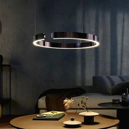 Pendant Light - Nordic Ring Led Pendant Lamps Dimmable Black Gold Home Decor Fixture SW-36210345 - SWEET-LIGHTS