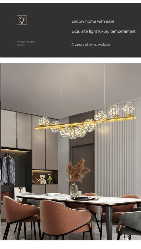 Pendant Light - Modern Led Long Ceiling Chandelier Glass Balls Dining Room Kitchen Hanging Lamp SW-36210345 - SWEET-LIGHTS