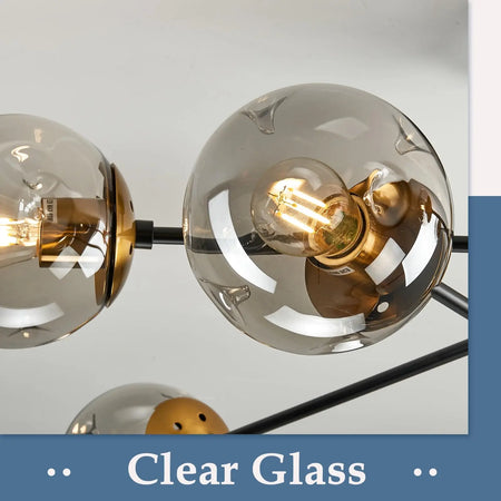 Ceiling Light - Modern 6 Light Glass Globe Shade Sputnik Chandelier Black Semi Flush Mount SW-36210789 - SWEET-LIGHTS