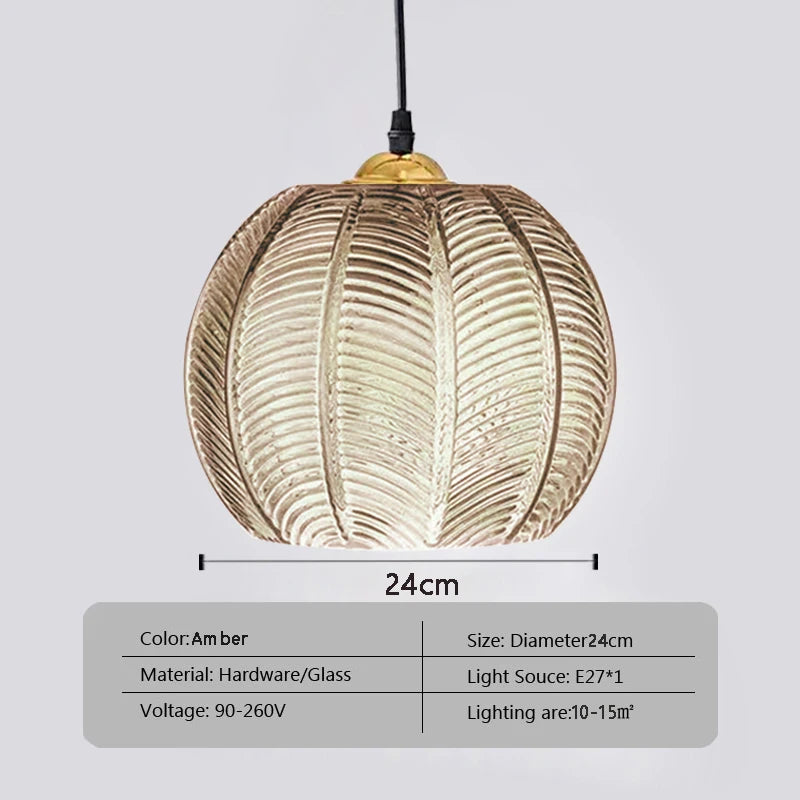 Pendant Light - Nordic Glass Green Leaf Pattern Fixture SW-36210789 - SWEET-LIGHTS