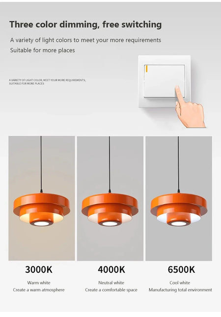 Pendant Light - Nordic LED Macaron Fixture Carbon Steel White Dark Green Orange for Restaurant Living Rooms SW-36210724 - SWEET-LIGHTS