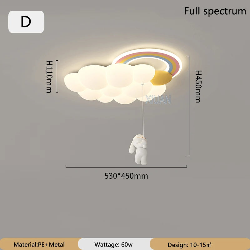 Children Lighting - Cartoon Cloud Rainbow Ceiling Light Bear Horse Rabbit Bedroom Lamps Eye Care Chandelier SW-36210345 - SWEET-LIGHTS