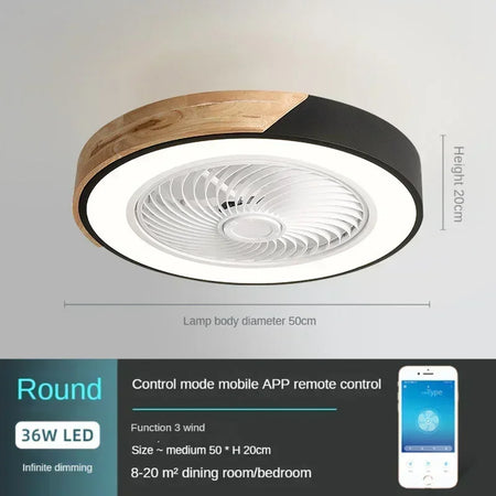 Fans - Modern Low Profile Wood Ceiling Fan Light with Remote Control SW-36210789 - SWEET-LIGHTS