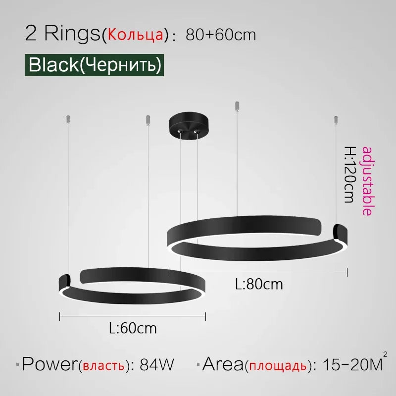 Pendant Light - Nordic Ring Led Pendant Lamps Dimmable Black Gold Home Decor Fixture SW-36210345 - SWEET-LIGHTS