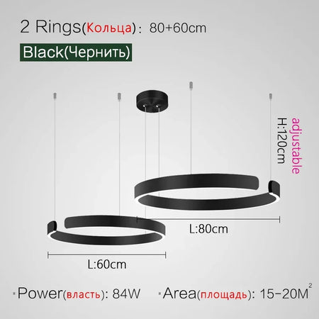 Pendant Light - Nordic Ring Led Pendant Lamps Dimmable Black Gold Home Decor Fixture SW-36210345 - SWEET-LIGHTS