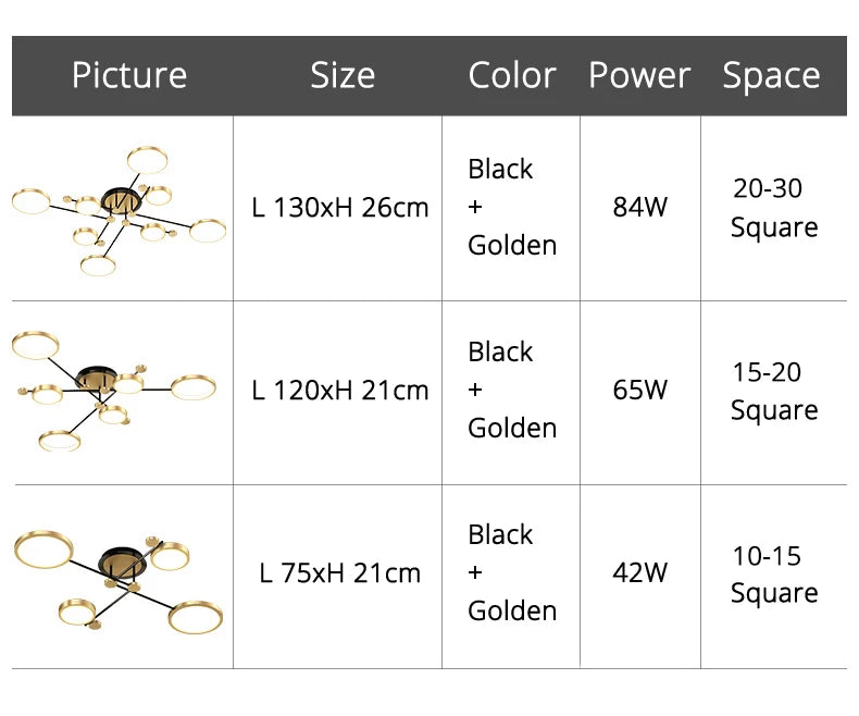 Ceiling Light - Modern LED Chandelier Gold Frame Indoor SW-36210347 - SWEET-LIGHTS