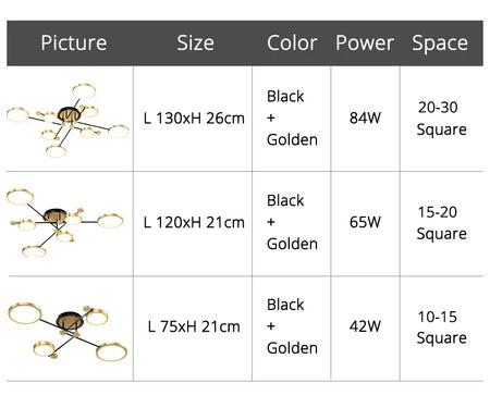 Ceiling Light - Modern LED Chandelier Gold Frame Indoor SW-36210347 - SWEET-LIGHTS