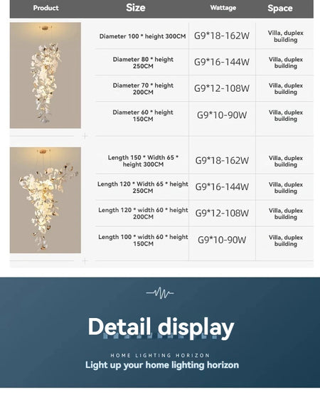 Chandelier - NEW Luxury Staircase Ginkgo Leaf Pendant Lighting SW-36210347 - SWEET-LIGHTS