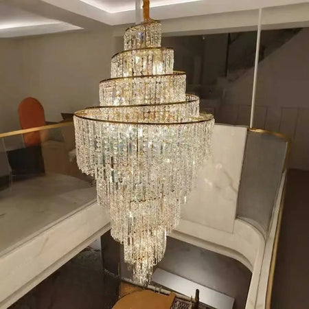 Chandelier - Villa Hollow Duplex Crystal Pendant Light Luxury SW-36210457 - SWEET-LIGHTS