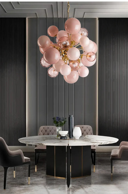 Chandelier - Art Deco Pink Bubbles Glass Pendant Light SW-36210976 - SWEET-LIGHTS