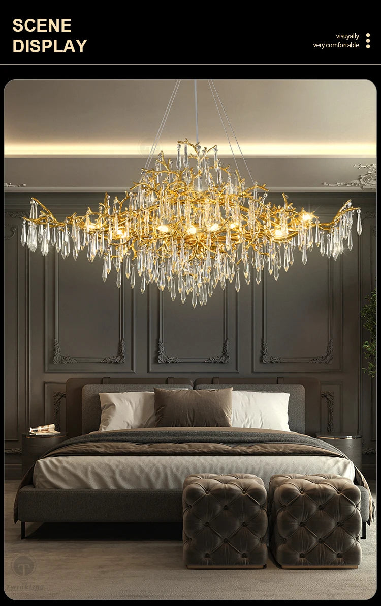 Chandelier - Modern Luxury Crystal Chandelier Gold For Kitchen Dining Living Room Bedroom SW-36210458 - SWEET-LIGHTS