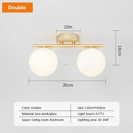 Ceiling Light - Nordic LED Iron Glass Lamp Gold Corridor Aisle SW-36210789 - SWEET-LIGHTS