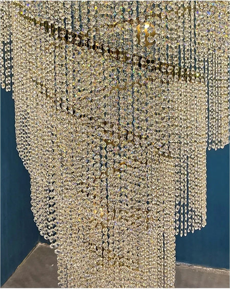 Chandelier - Large Spiral Design Crystal Chandelier For Staircase Hallway Lobby Modern LED Cristal Lamp Luxury Home Decor SW-36210345 - SWEET-LIGHTS