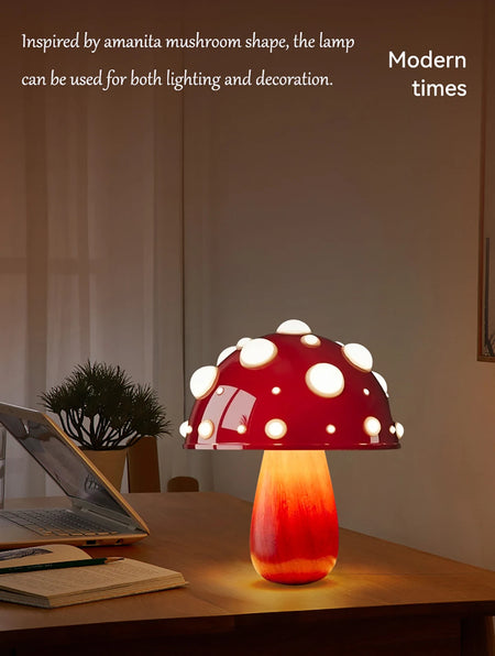 Table Lamp - Fly Amanita Mushroom Lamp with Dual Color LED G9 Bulb USB Rechargeable Desk Light SW-36210458 - SWEET-LIGHTS